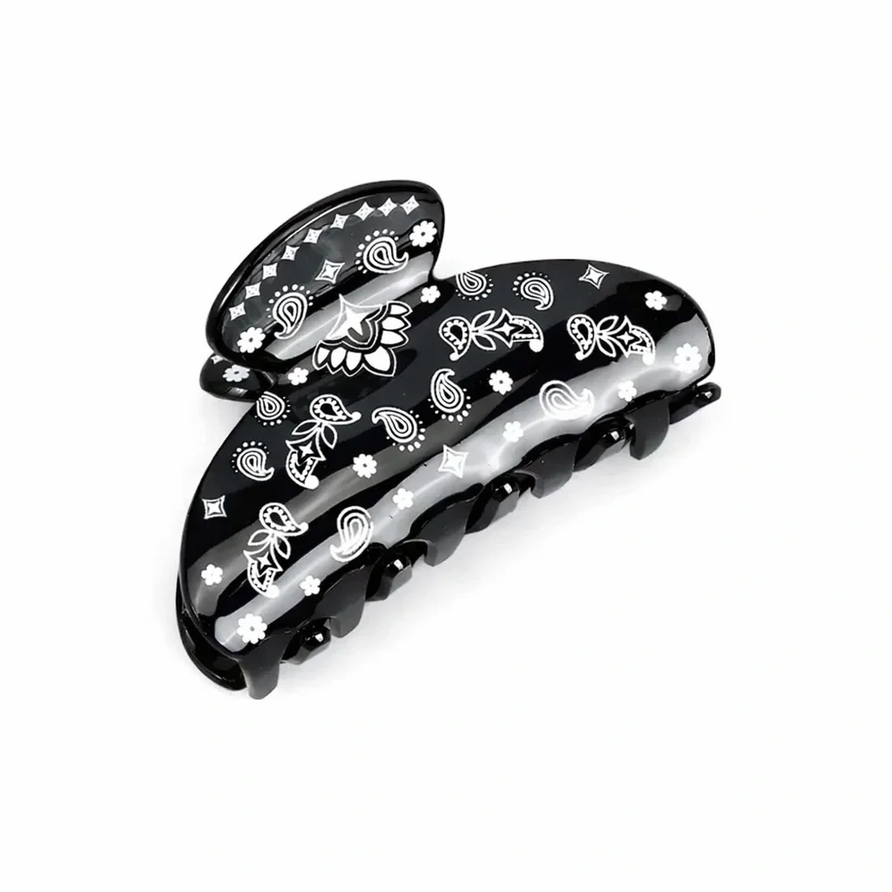 Paisley Print Hair Clip — Black